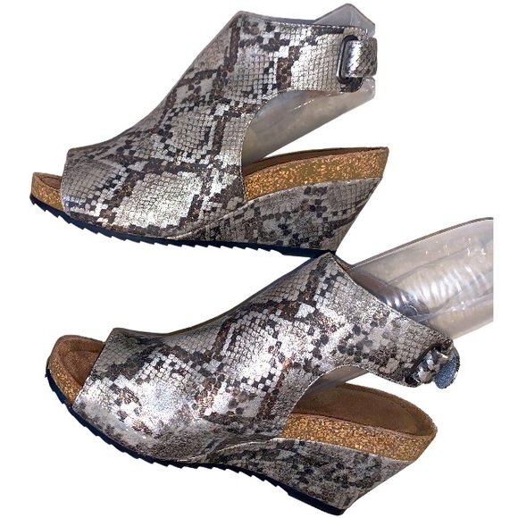 Boutique by CORKYS faux snakeskin calypso peep toe wedges women’s shoes size 6 - Picture 3 of 10